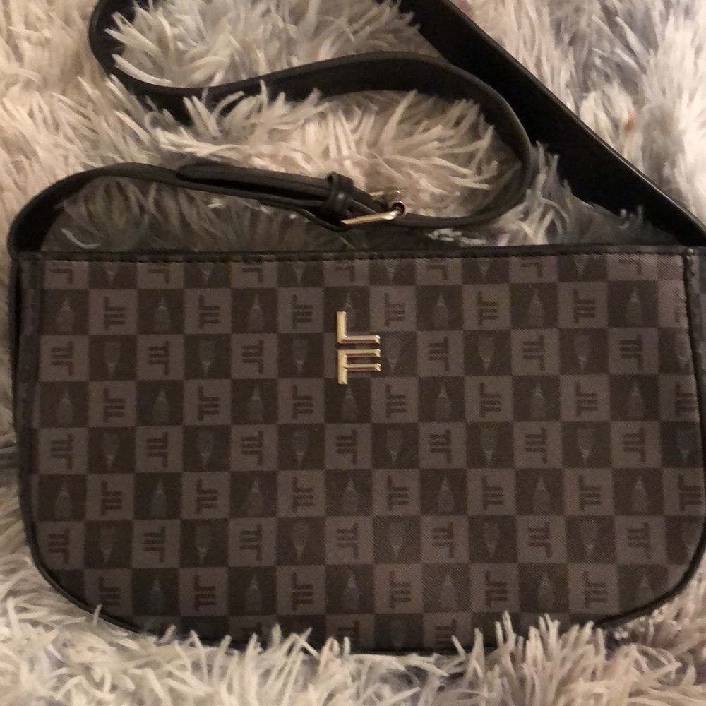 London Fog Black and Grey Signature Shoulder Bag/ Cross Body/Satchel/Hand Bag